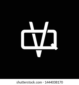 Initial letter Q and V, QV, VQ, overlapping interlock monogram logo, white color on black background