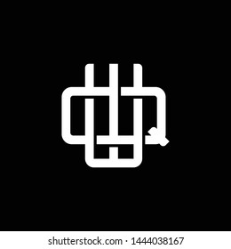 Initial letter Q and W, QW, WQ, overlapping interlock monogram logo, white color on black background