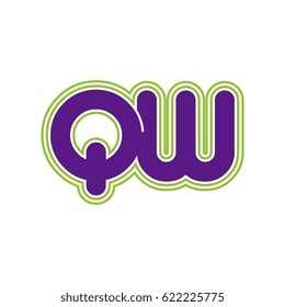 initial letter q and w. qw monogram outline logo