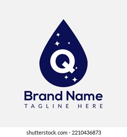 Initial Letter Q Wash Logo, Drop and Wash Combination. Drop logo, Wash, Clean, Fresh, Water Template