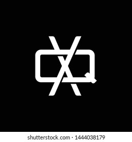 Initial letter Q and X, QX, XQ, overlapping interlock monogram logo, white color on black background