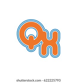 initial letter q and x. qx monogram outline logo