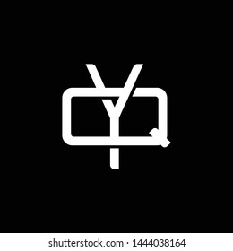 Initial letter Q and Y, QY, YQ, overlapping interlock monogram logo, white color on black background