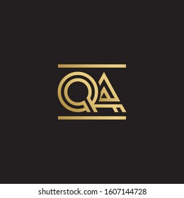 Initial Letter QA linked uppercase overlap modern gold logo vector design template. Suitable for business, consulting group company.