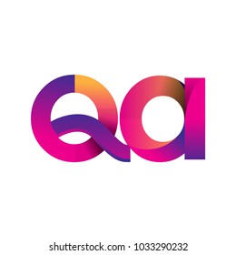 Initial Letter QA Logo Lowercase, magenta and orange, Modern and Simple Logo Design.