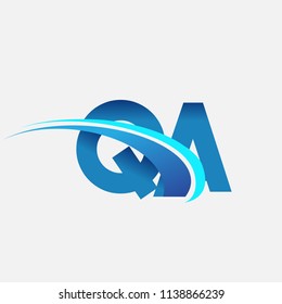 initial letter QA logotype company name colored blue and swoosh design. vector logo for business and company identity.
