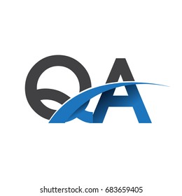 initial letter QA logotype company name colored blue and grey swoosh design. vector logo for business and company identity.
