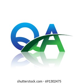initial letter QA logotype company name colored blue and green swoosh design. vector logo for business and company identity.
