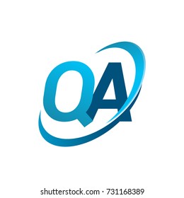 initial letter QA logotype company name colored blue swoosh design concept. vector logo for business and company identity.