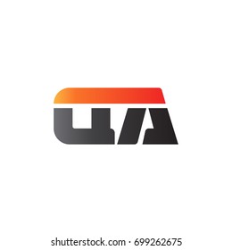 Initial letter QA, straight linked line bold logo, gradient fire red black colors