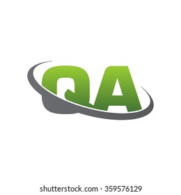 initial letter QA swoosh ring company logo green gray