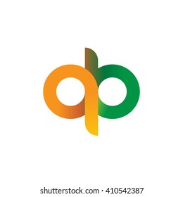 initial letter qb linked round lowercase logo orange green