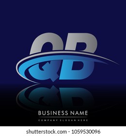 initial letter QB logotype company name colored blue and grey swoosh design. vector logo for business and company identity.
