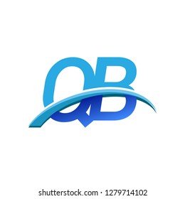 initial letter QB logotype company name colored blue and swoosh design. vector logo for business and company identity.