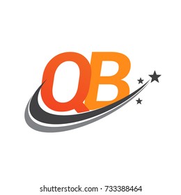 initial letter QB logotype company name colored orange and grey swoosh star design. vector logo for business and company identity.