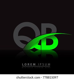initial letter QB logotype company name colored green and black swoosh design. vector logo for business and company identity.
