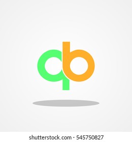 Initial letter QB lowercase logo design template tosca orange