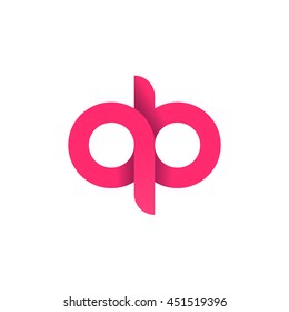 initial letter qb modern linked circle round lowercase logo pink