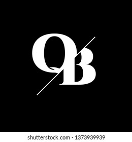Initial Letter QB Monogram Sliced. Logo template isolated on black background