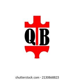 Initial letter QB red crown shield simple logo. Minimal and unique.