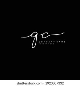 Initial letter QC calligraphy handwritten logo. Handwritten alphabet in the logo template. Letters and Alphabet for your logo design.