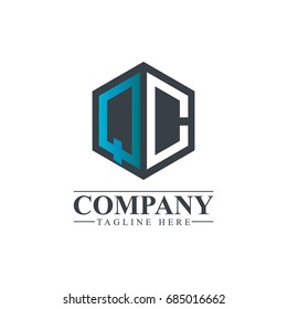 Initial Letter QC Hexagonal Design Logo
