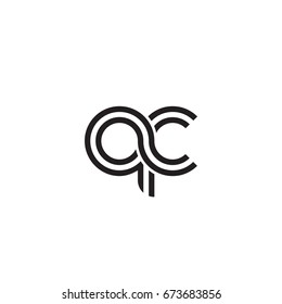 Initial letter qc, linked outline rounded lowercase, monogram black