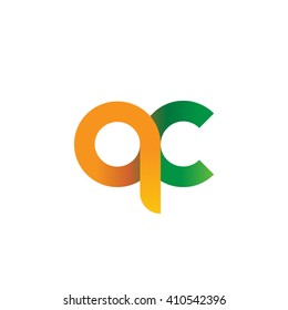initial letter qc linked round lowercase logo orange green