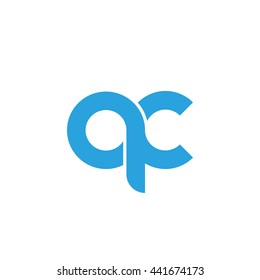initial letter qc linked round lowercase logo blue