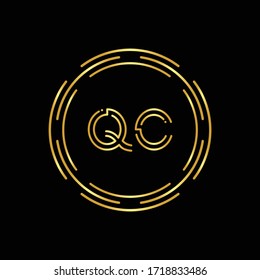 Initial Letter QC Logo Design Vector Template. Digital Abstract Circle QC Letter Logo Design