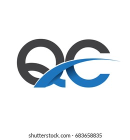 initial letter QC logotype company name colored blue and grey swoosh design. vector logo for business and company identity.
