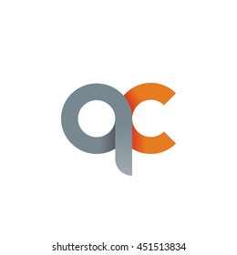 initial letter qc modern linked circle round lowercase logo orange gray