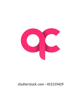 initial letter qc modern linked circle round lowercase logo pink