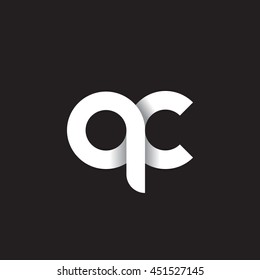 initial letter qc modern linked circle round lowercase logo white black background