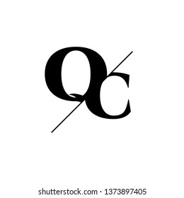 Initial Letter QC Monogram Sliced. Logo template isolated on white background