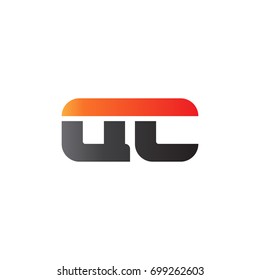 Initial letter QC, straight linked line bold logo, gradient fire red black colors