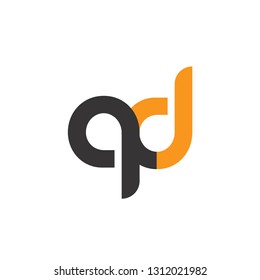 Initial Letter QD Linked Circle Lowercase Logo Black Orange Icon Design Template Element - Vector