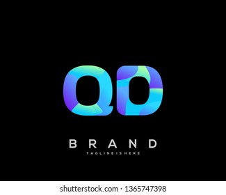 Initial letter QD logo with colorful background, letter combination logo design for creative industry, web, business and company. - Vector