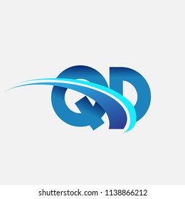 initial letter QD logotype company name colored blue and swoosh design. vector logo for business and company identity.

