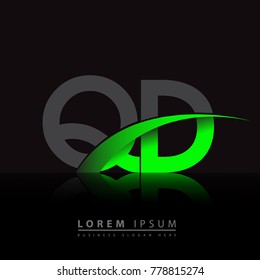 initial letter QD logotype company name colored green and black swoosh design. vector logo for business and company identity.
