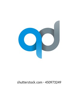 initial letter qd modern linked circle round lowercase logo blue gray