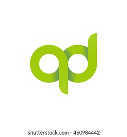 initial letter qd modern linked circle round lowercase logo green