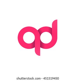 initial letter qd modern linked circle round lowercase logo pink