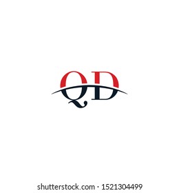 Initial letter QD, overlapping movement swoosh horizon logo company, logo symbol,logo design initial inspiration in red and dark blue color vector