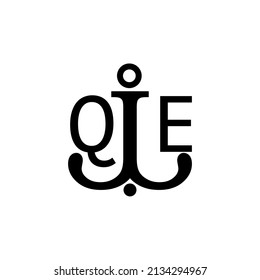 Initial letter QE anchor simple logo.