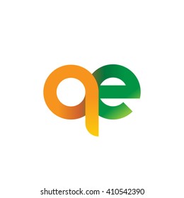 initial letter qe linked round lowercase logo orange green