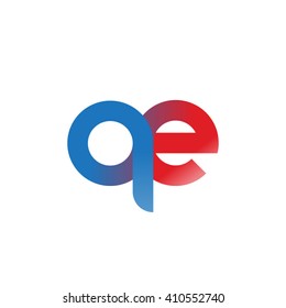 initial letter qe linked round lowercase logo blue red