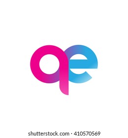initial letter qe linked round lowercase logo pink blue purple