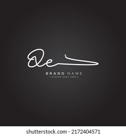 Initial Letter QE Logo - Handwritten Signature Logo