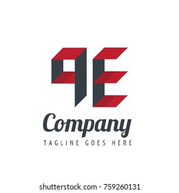 Initial Letter QE Logo With Ribbon Style